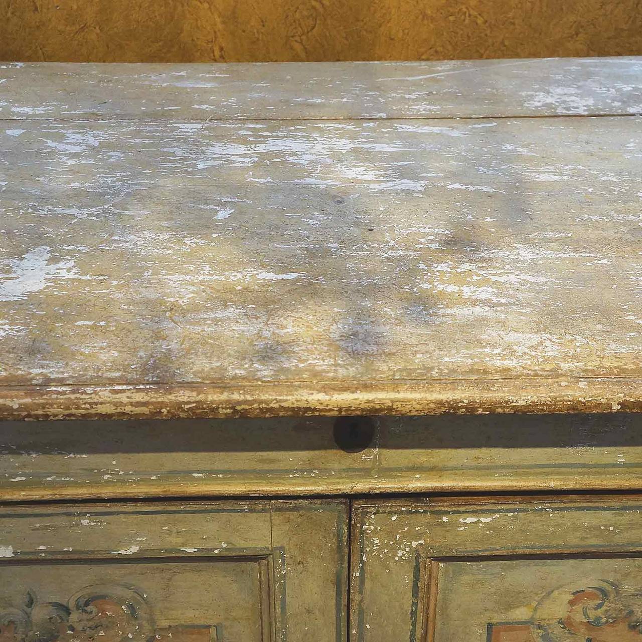 Baroque 18th Century Italian Painted Credenza with Original Paint