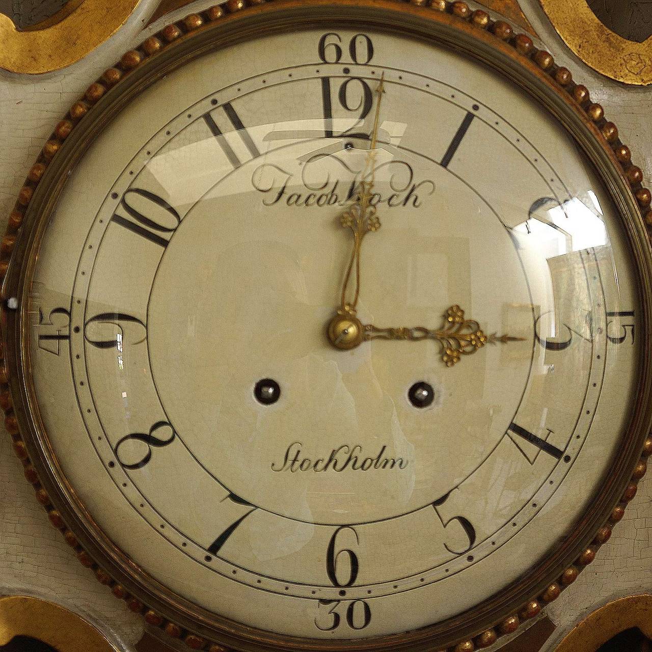 Gilt Swedish 18th Century Gustavian Wall Clock For Sale