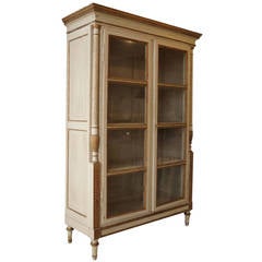 Antique Mid-19th Century French Painted and Gilded Bibliotheque