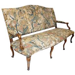 18th Century Italian Sofa with Walnut Frame and Antique Tapestry Upholstery