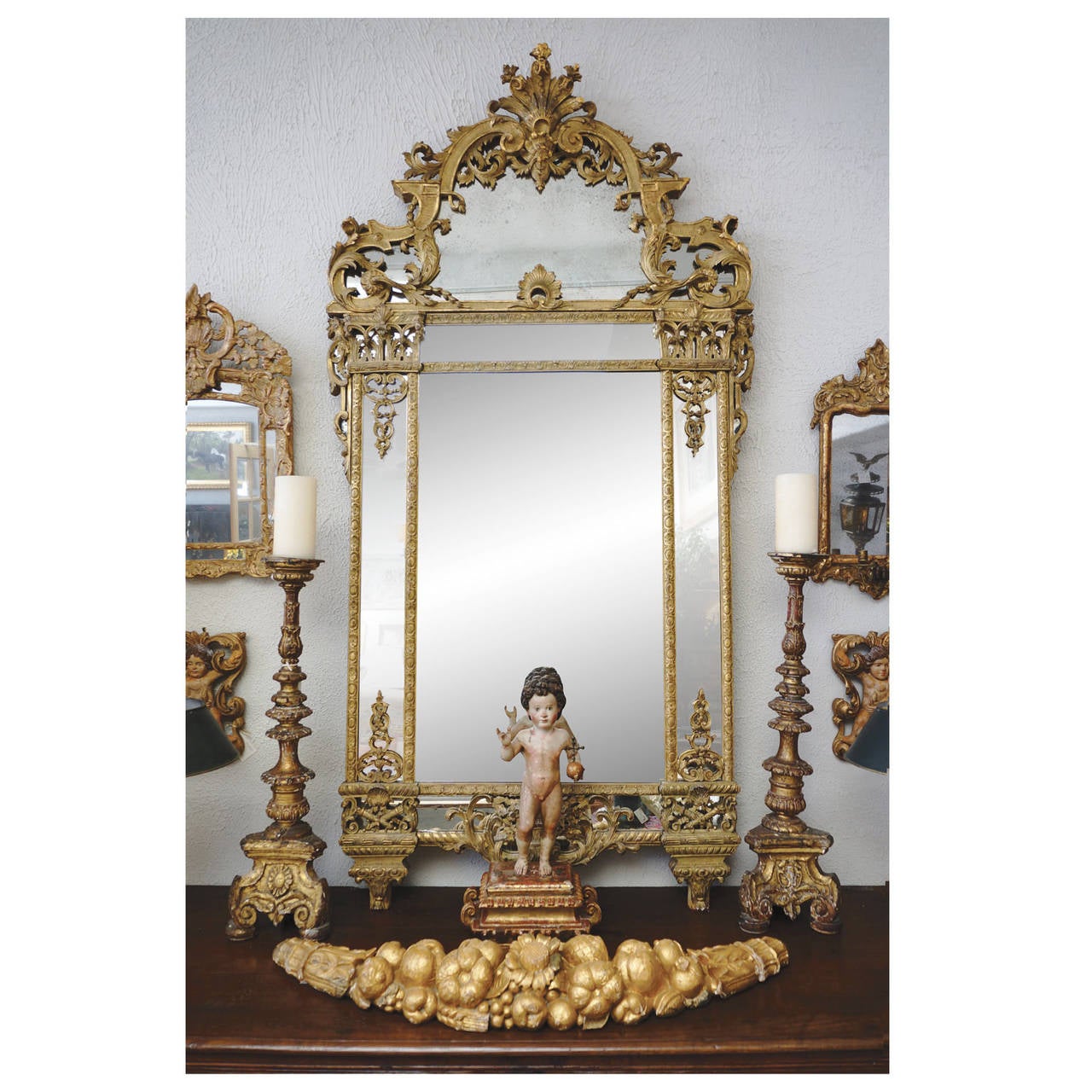 17th Century French, Louis XIV Gold Gilt Mirror For Sale 4