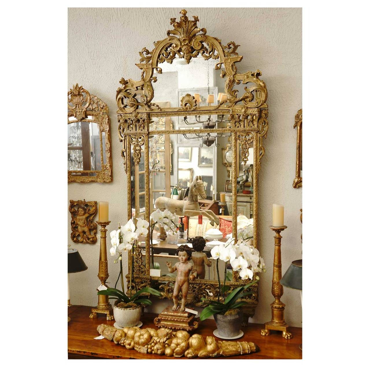 17th Century French, Louis XIV Gold Gilt Mirror For Sale 3