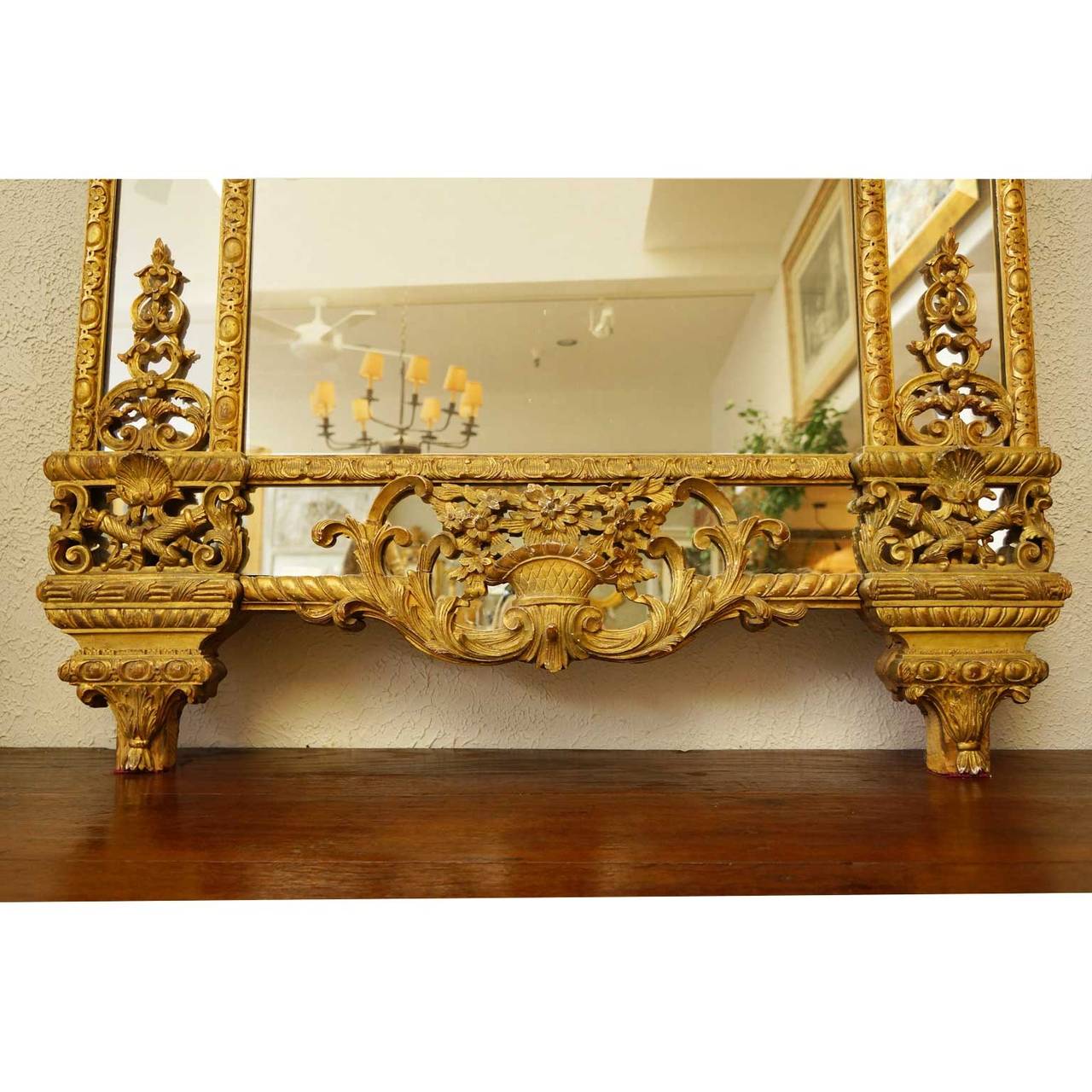 17th Century French, Louis XIV Gold Gilt Mirror In Excellent Condition For Sale In Carmel, CA