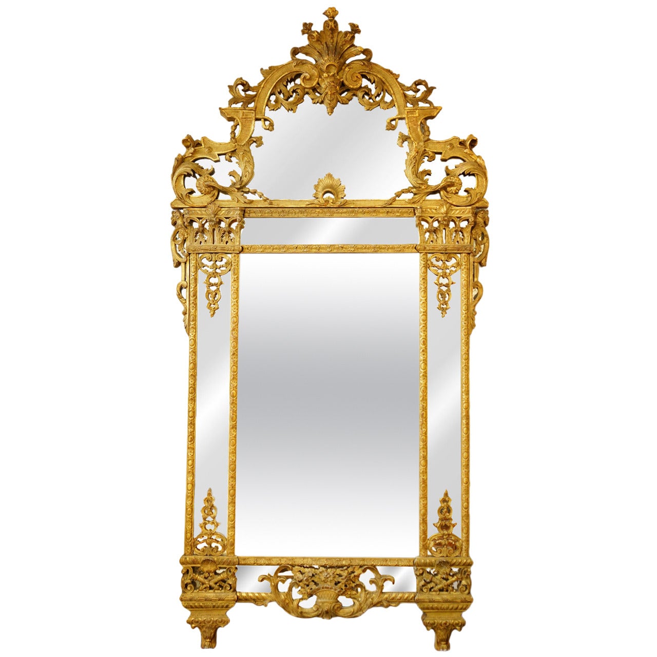 17th Century French, Louis XIV Gold Gilt Mirror For Sale