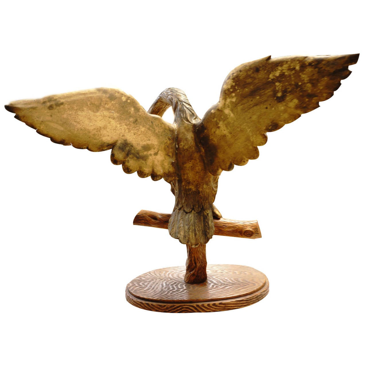 This decorative, hand-carved, wood and gold gilt figure of a swan is from the French Empire period and is in excellent condition. The stand was custom made for the figure at a later date. The height of the stand is 8 inches.