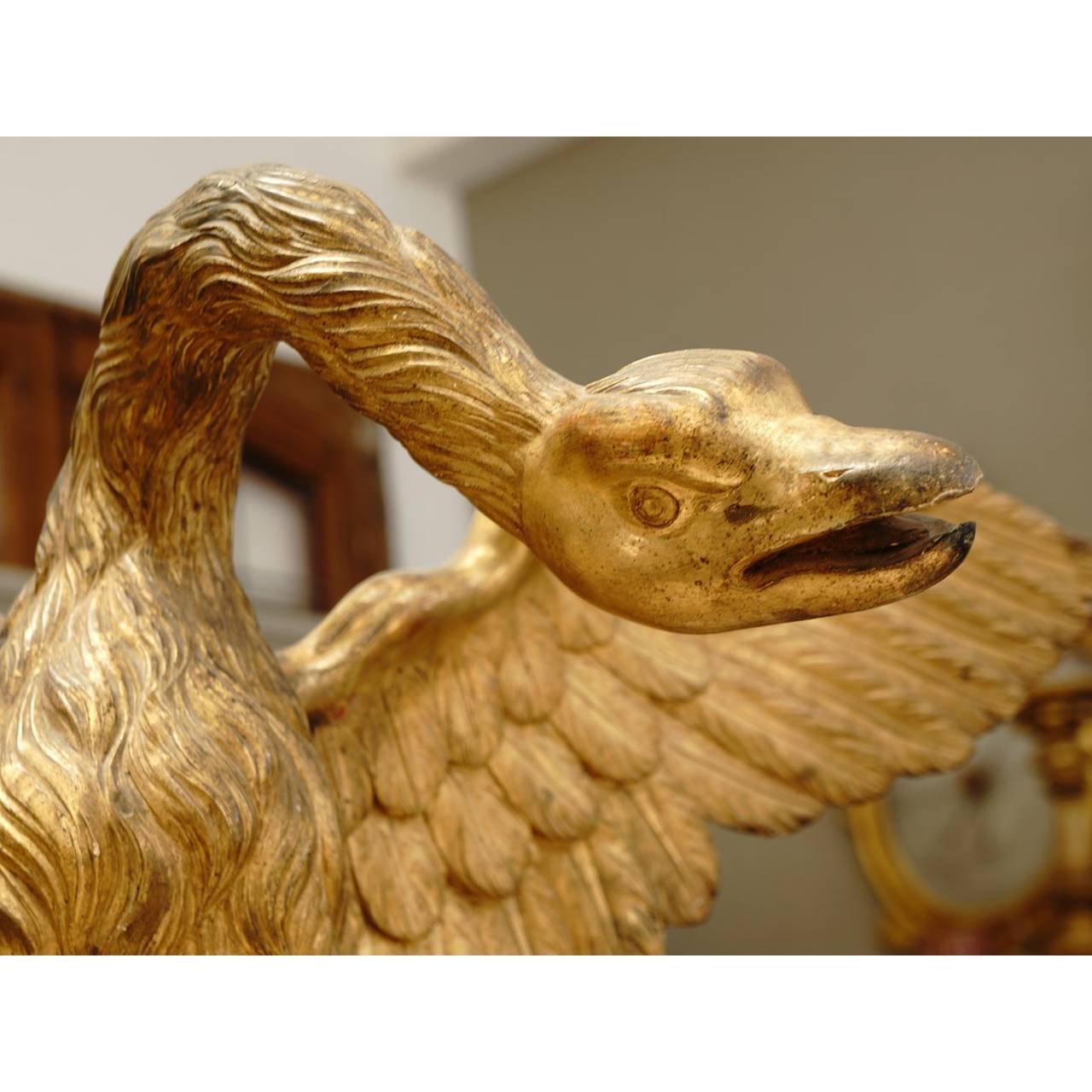 19th Century French Empire Giltwood Figure of a Swan For Sale