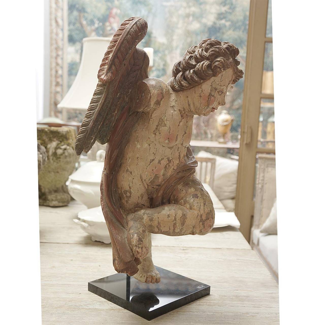 17th Century Italian Wooden Angel In Good Condition For Sale In Carmel, CA