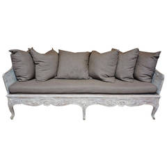 18th Century Baroque Swedish Sofa Upholstered in Belgian Linen