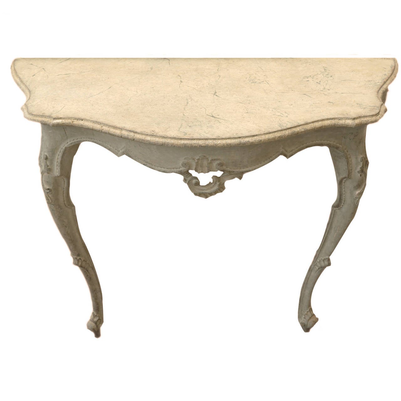 Swedish Pair of 18th Century Gustavian Painted Demilune Console Tables For Sale