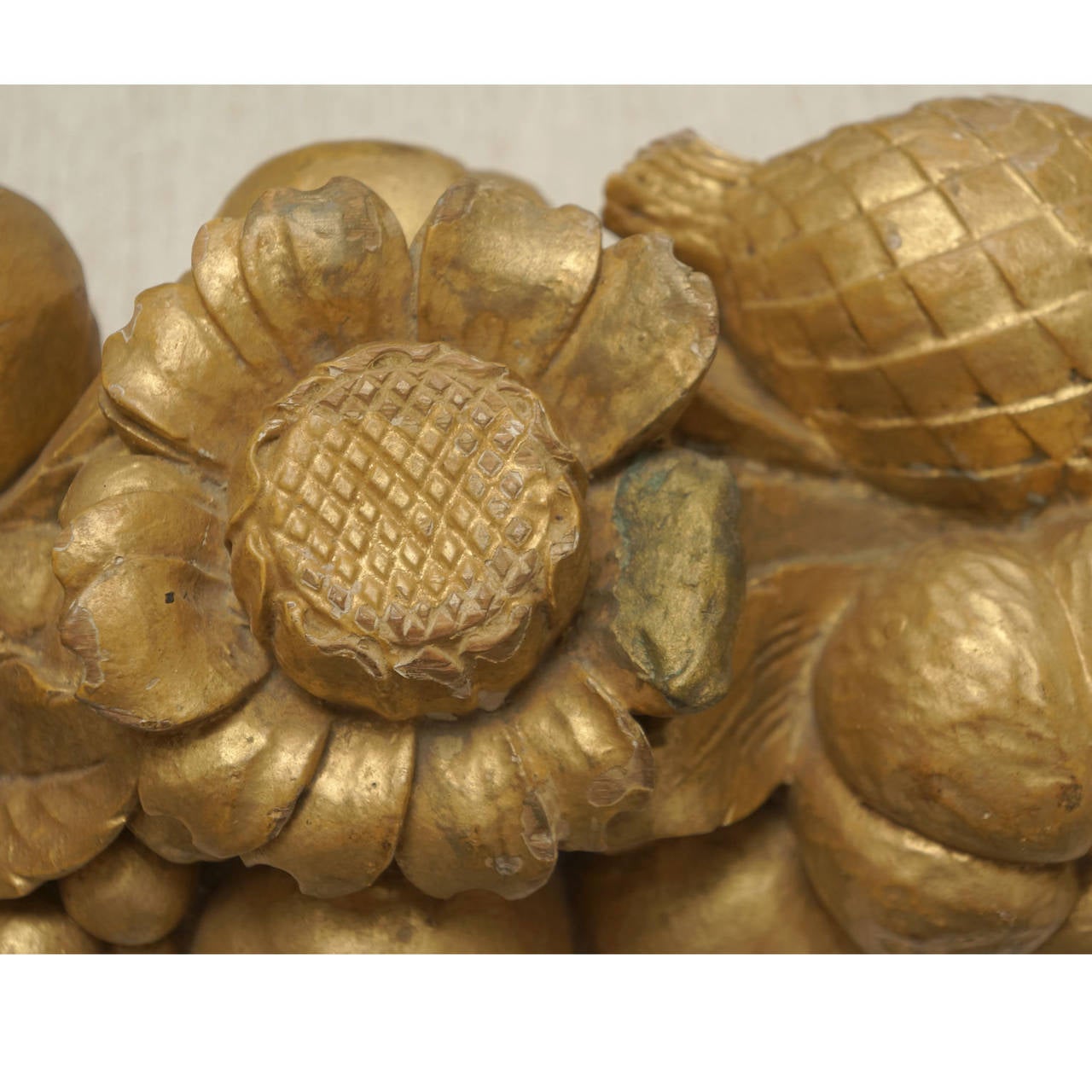 Baroque Gilded and Carved Early 19th Century Fruit and Floral Swag For Sale
