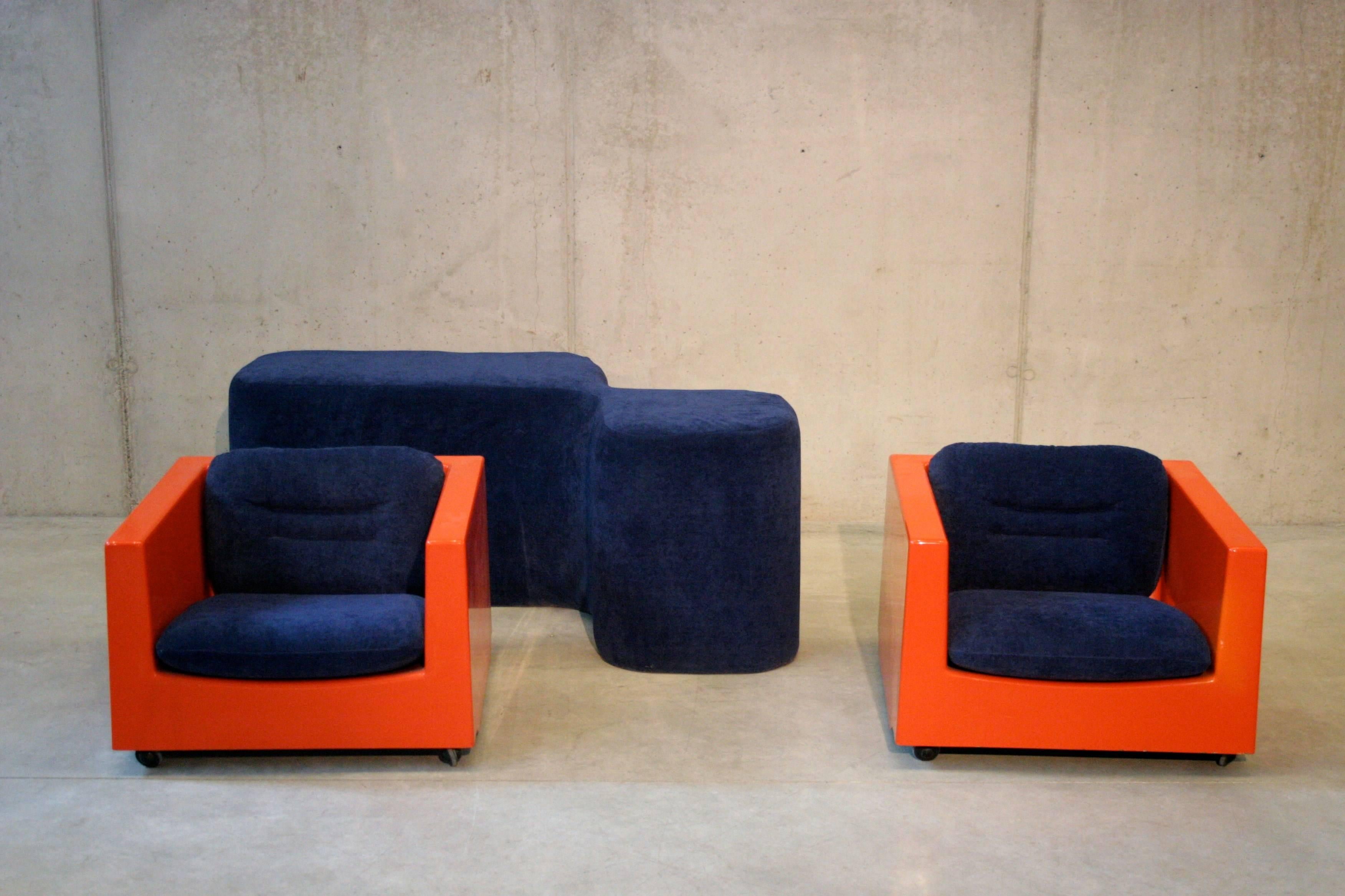 Mid-Century Modern Two Lounge Chairs by Roger Tallon, circa 1970s