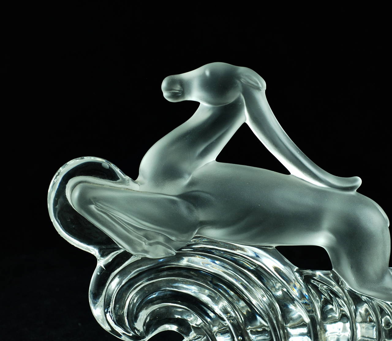 Steuben Glass Gazelle Bookends, Polished and Matte Form In Good Condition In Cincinnati, OH