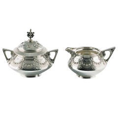 Tiffany & Co Aesthetic Movement Sterling Silver Cream and Sugar Set 9