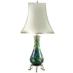 Moorcroft Art Pottery 'Fuchsia' Footed Lamp with Lightolier Glass Reflector Bowl 1