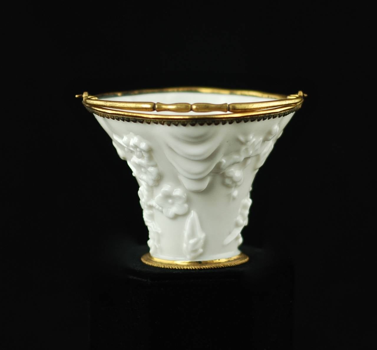 Qing Kangxi Period Blanc de Chine Porcelain Libation Cup with Ormolu Mounts