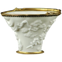 Kangxi Period Blanc de Chine Porcelain Libation Cup with Ormolu Mounts