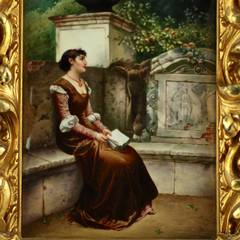 19th Century KPM Plaque Signed by Wagner in Giltwood Frame, 'Erinnerungen'