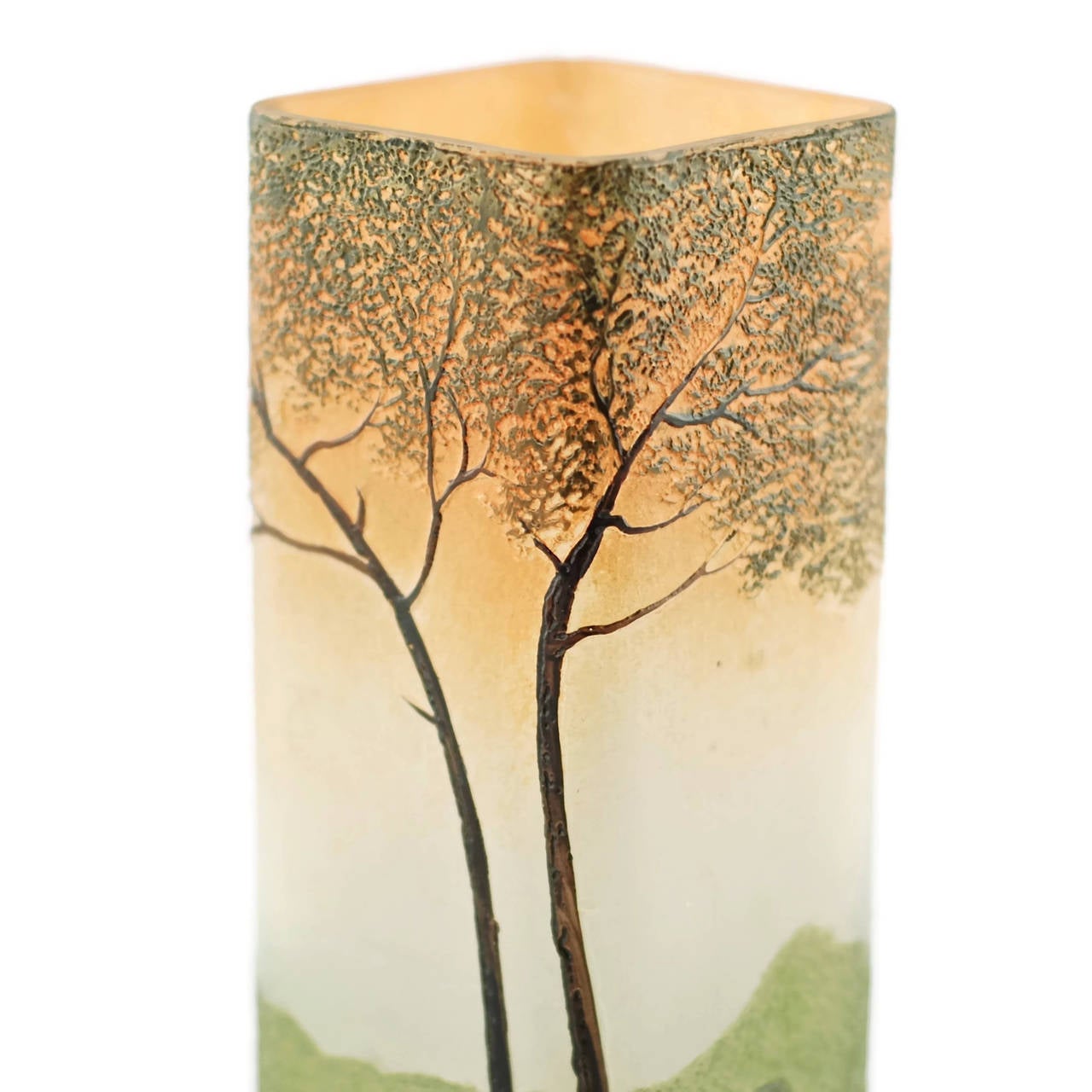 20th Century Art Nouveau Legras Enameled Cameo Glass Vase with Landscape Motif