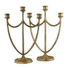 E.T. Hurley Bronze Three-Arm Candelabra, Set of Two 2