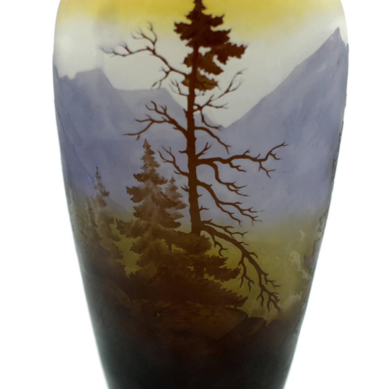 Emile Gallé Französische Jugendstil Vase 'Vogesen' Landschaft Kamee Glasvase im Zustand „Hervorragend“ in Cincinnati, OH