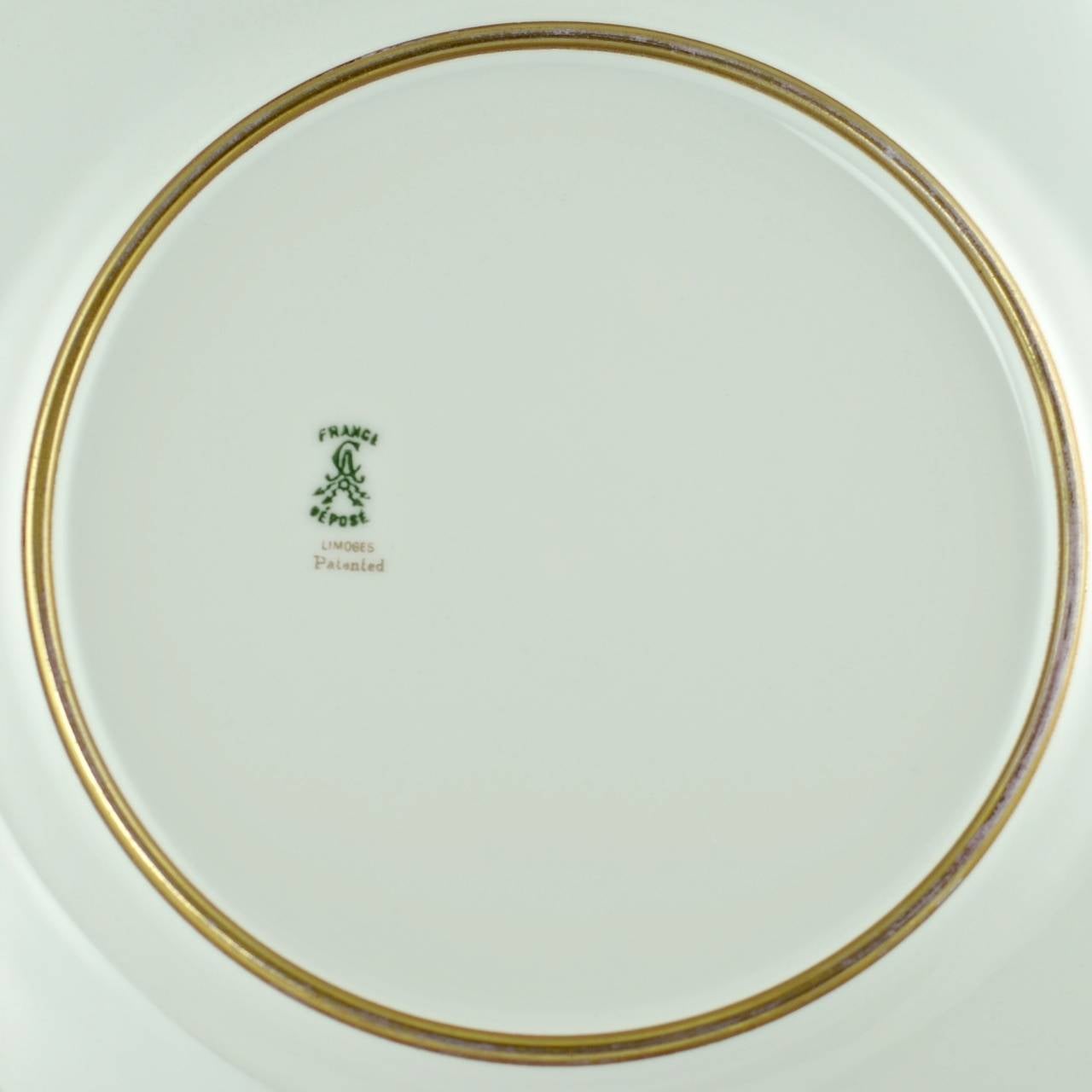 Charles Ahrenfeldt Limoges Gilt Encrusted Cobalt Rim Dinner Plates, Set of 12 1