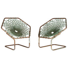 Retro Pair of Hexagonal Web Chairs