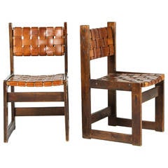 Pair of Belgian Woven Leather Chairs