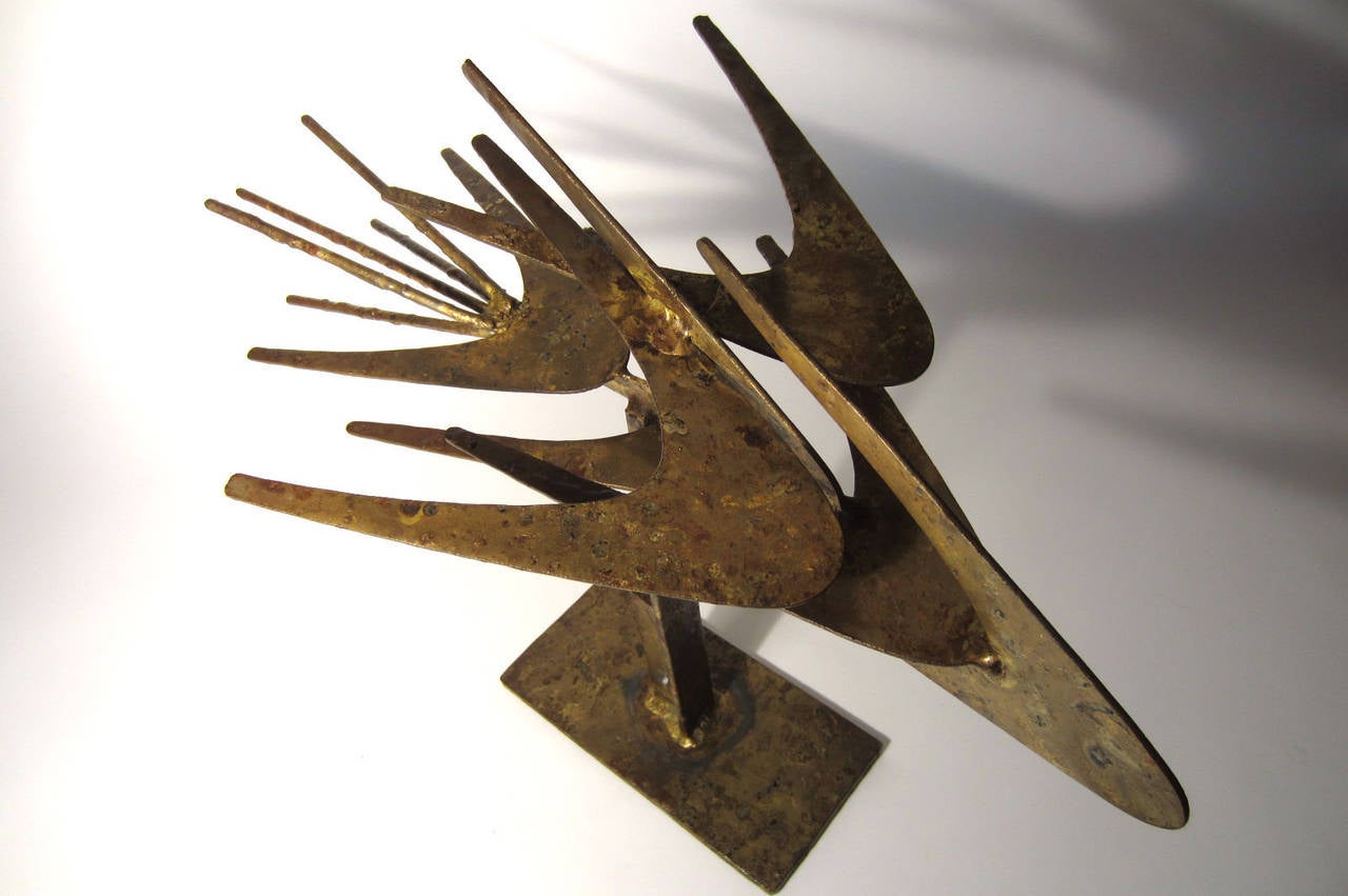 Bronzed Mid-Century Modernist Brutalist Abstract Steel and Bronze Sculpture