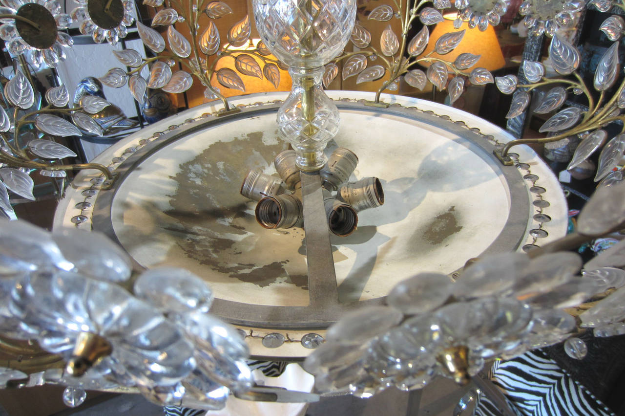 French 1950s Maison Bagues France Crystal Chandelier