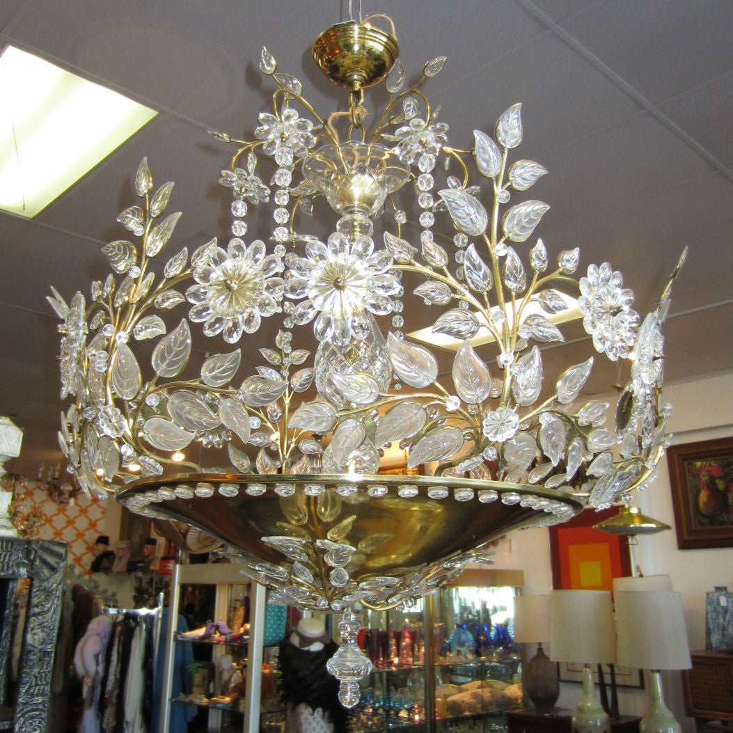 1950s Maison Bagues France Crystal Chandelier 1