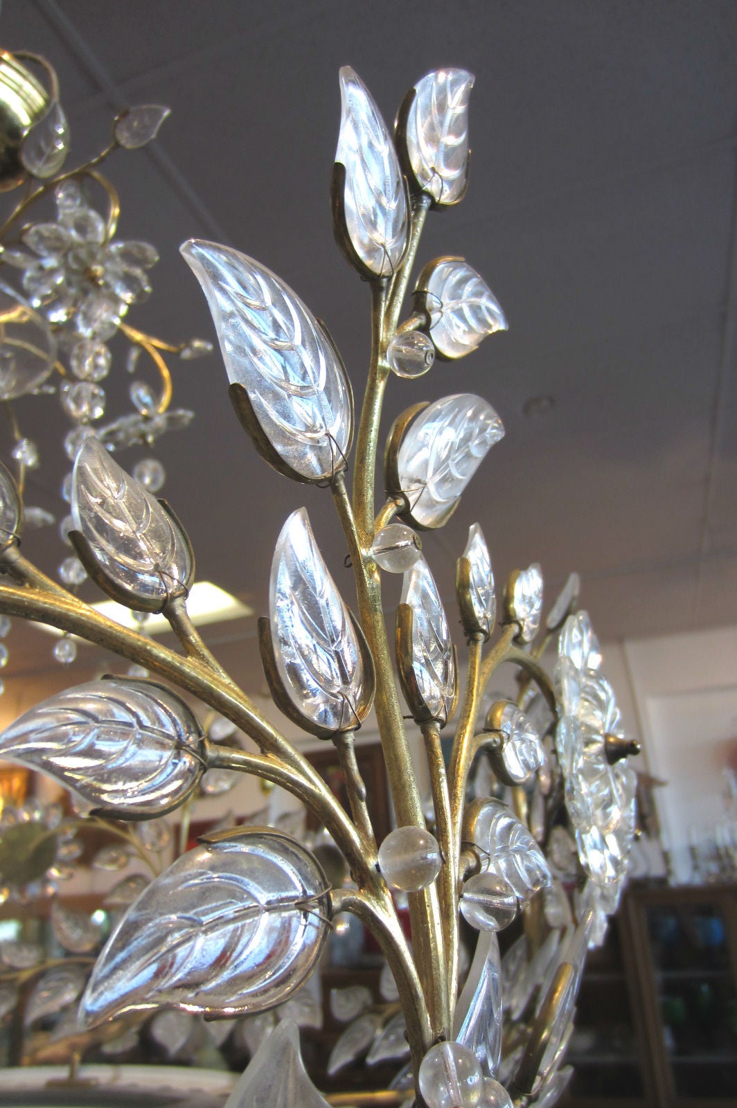Vienna Secession 1950s Maison Bagues France Crystal Chandelier