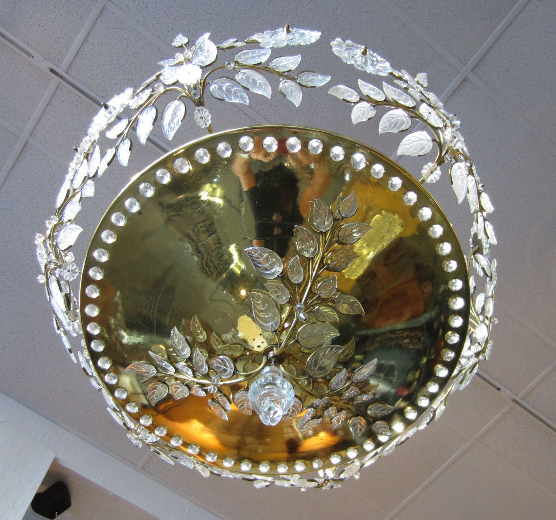 Hand-Crafted 1950s Maison Bagues France Crystal Chandelier