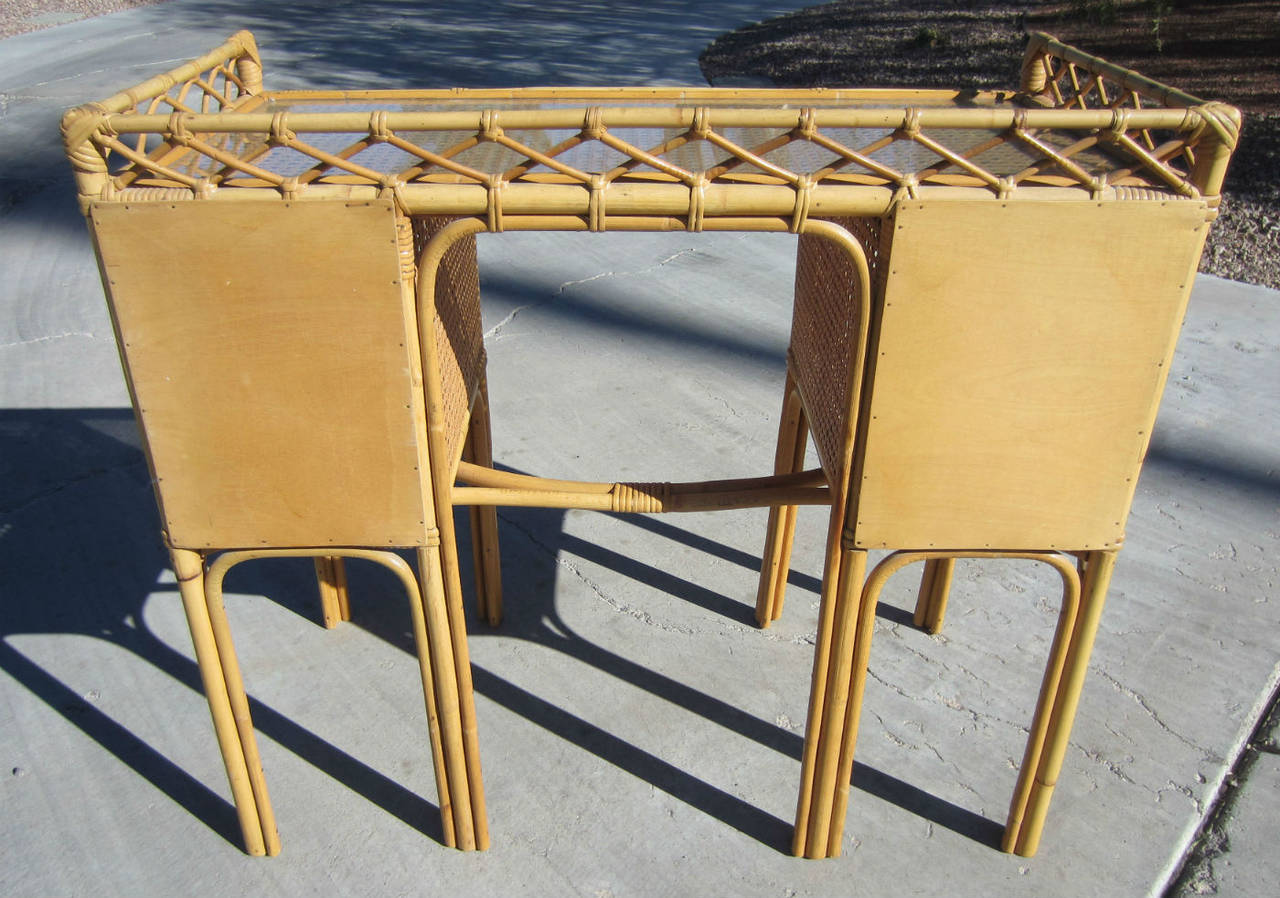 1950s French Rattan, Cane and Bamboo Letter Desk by Jean Royere In Excellent Condition In Las Vegas, NV