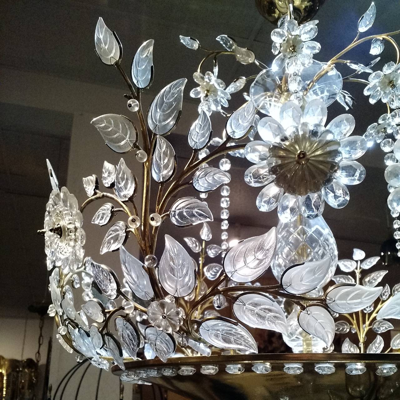 Mid-20th Century 1950s Maison Bagues France Crystal Chandelier
