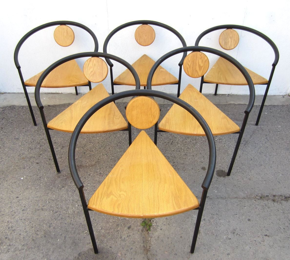 Late 20th Century Six Memphis Post Modern Dining or Arm Chairs In the Style of Michele De Lucchi