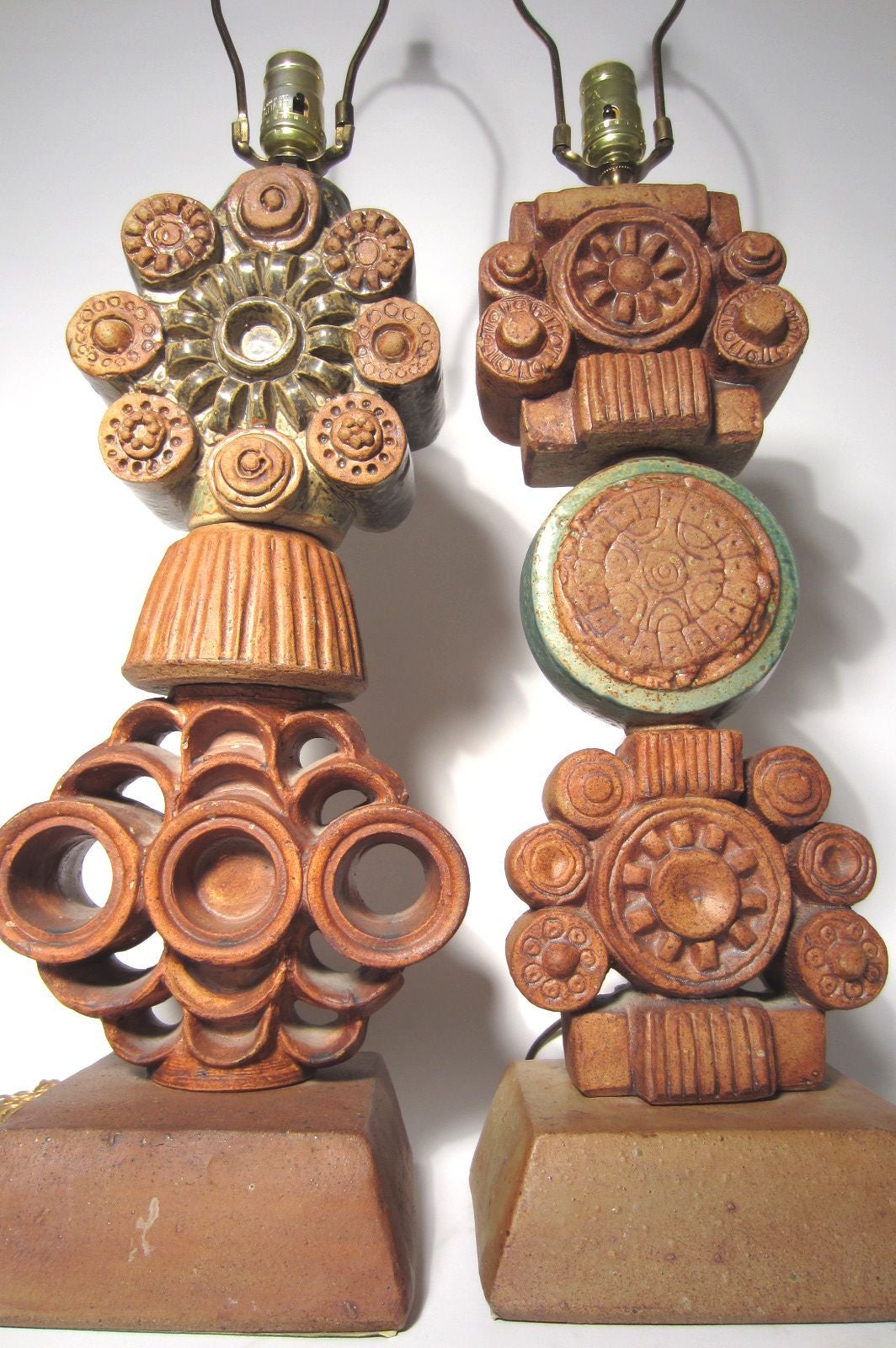 Mid Century Modern Art Pottery Stoneware Lamps by Bernard Rooke (Steingut)