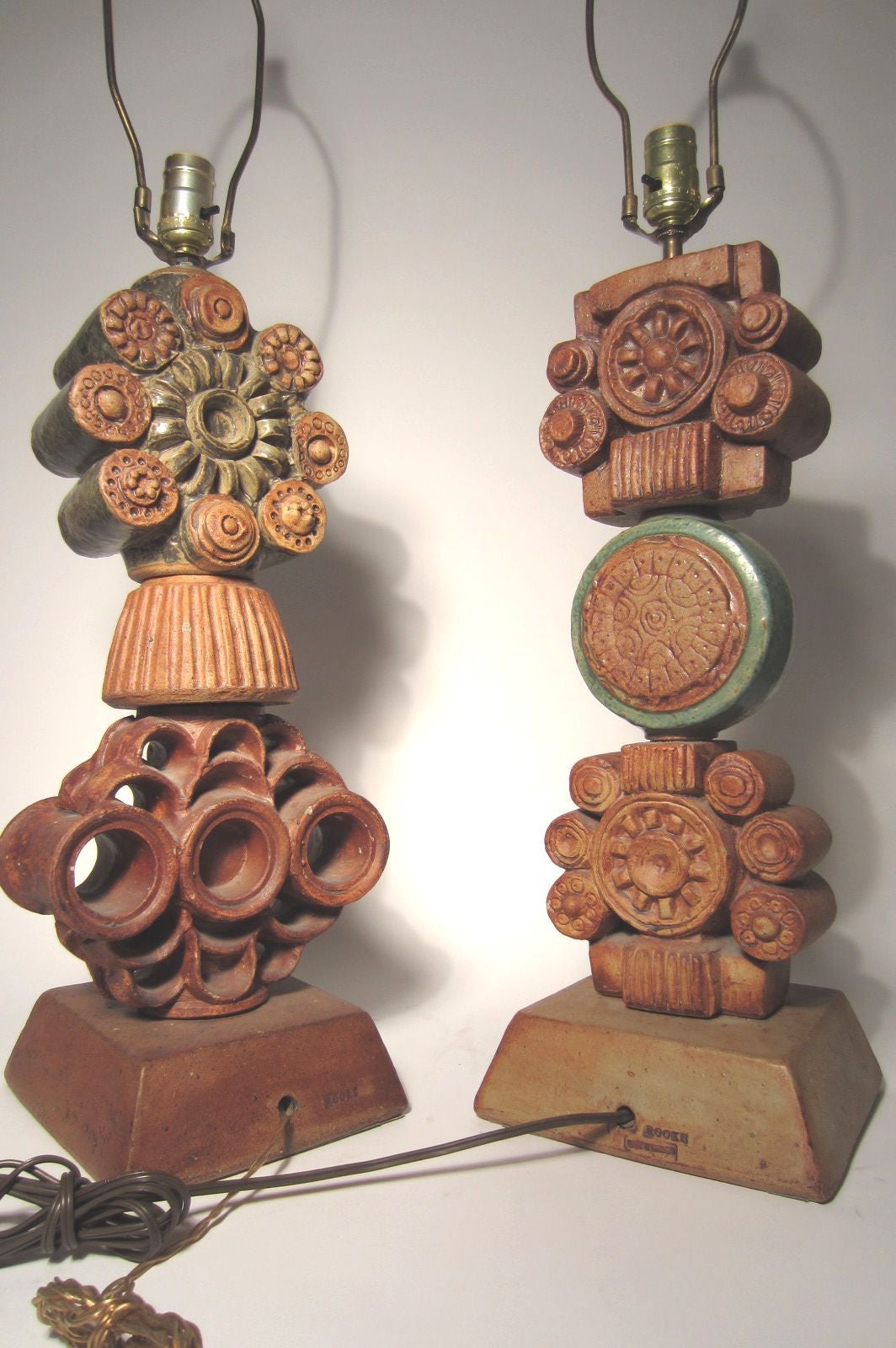 English Mid Century Modern Art Pottery Stoneware Lamps by Bernard Rooke