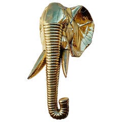 1970s Lifesize Brass Elephant Wall Sculpture by Sergio Bustamante