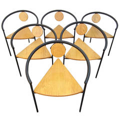 Six Memphis Post Modern Dining or Arm Chairs In the Style of Michele De Lucchi