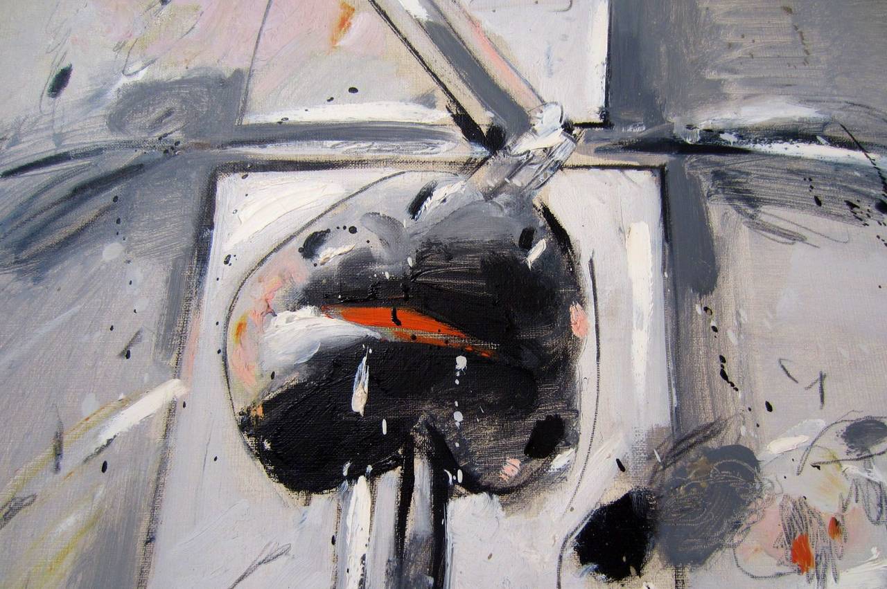 Fabrizio Plessi was born in Reggio Emilia, Italia, in 1940. He completed his studies at the arts high school and at Venice’s Academy of Fine Arts where he later was given a teaching position in painting.
Original early 1960's Abstract oil on canvas