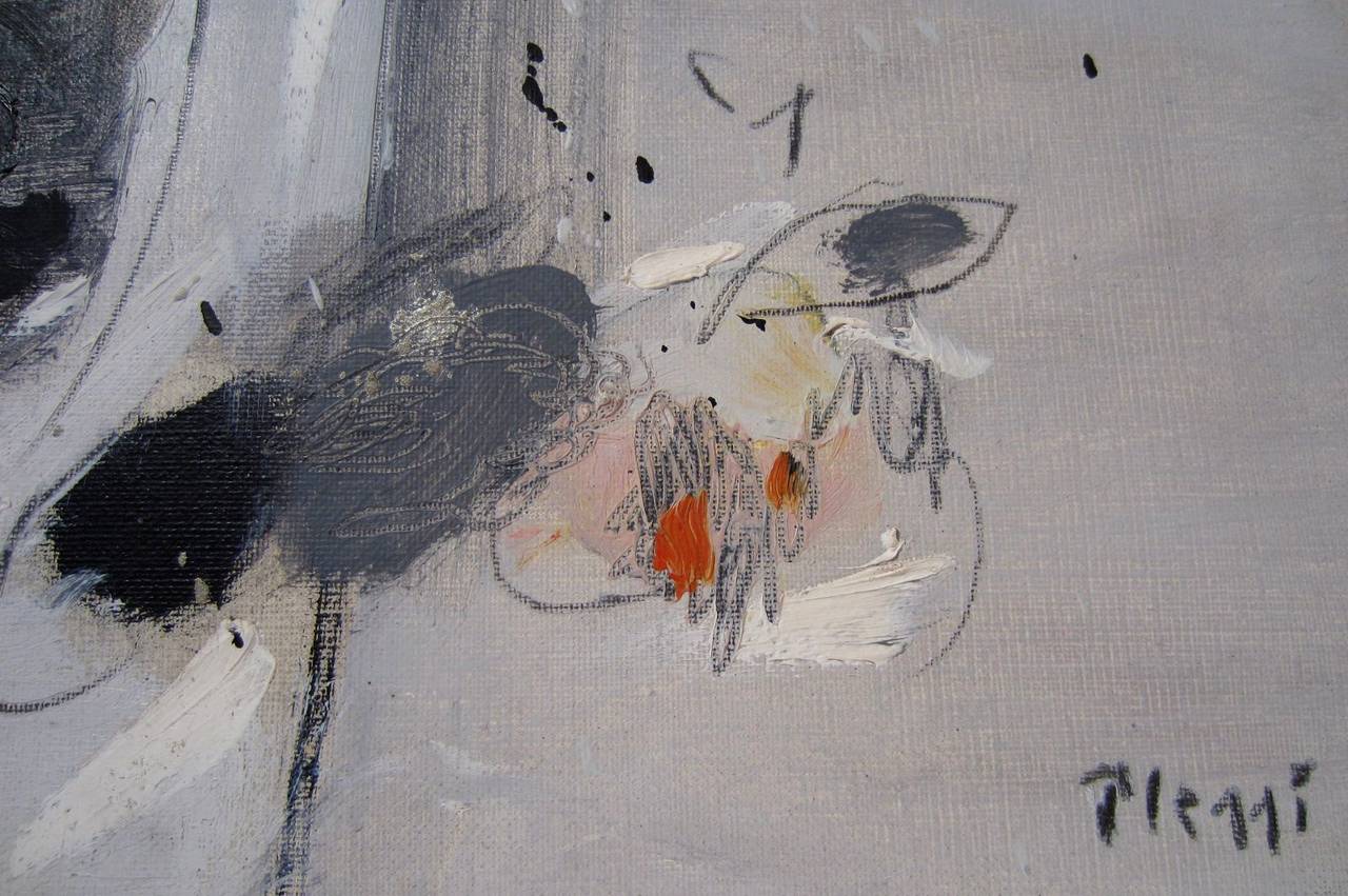 Fabrizio Plessi (1940- ) Pintura al óleo abstracta de la Galería Orler Italia Moderno de mediados de siglo en venta