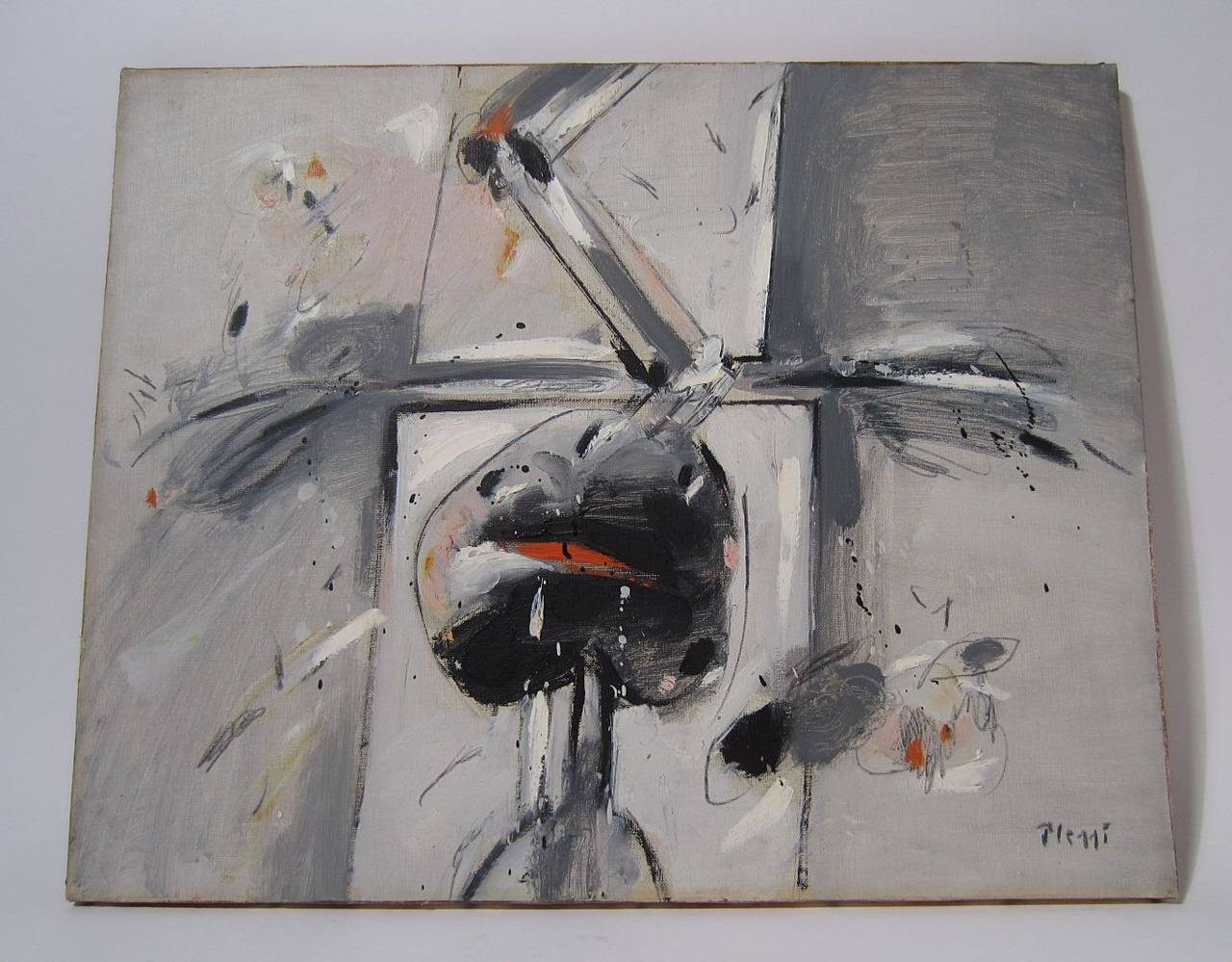 Fabrizio Plessi (1940- ) Pintura al óleo abstracta de la Galería Orler Italia en venta 2
