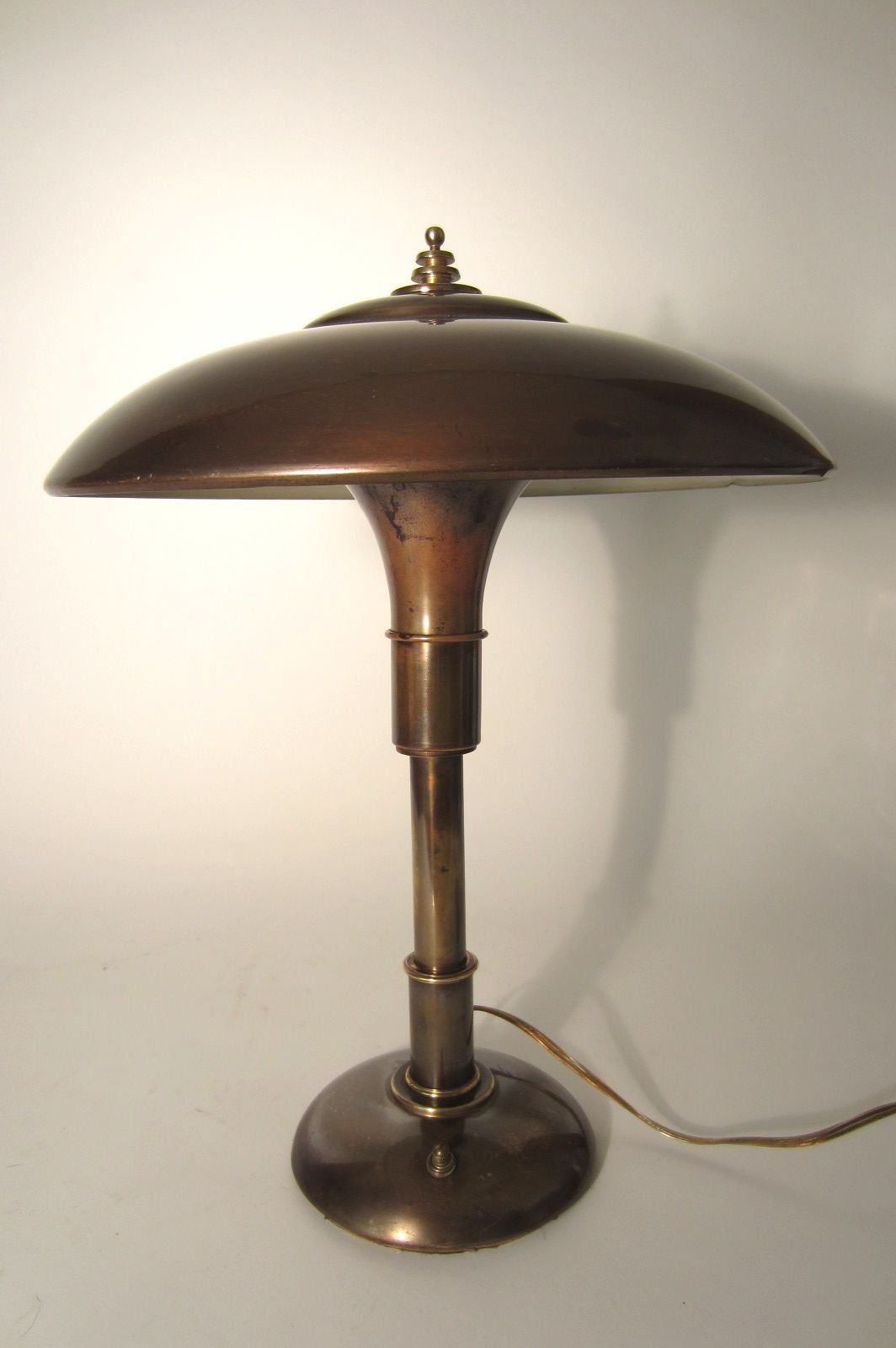 Bert Dickerson, Machine Age Guardsman Brass Desk Lamp by Faries Manufactured 1