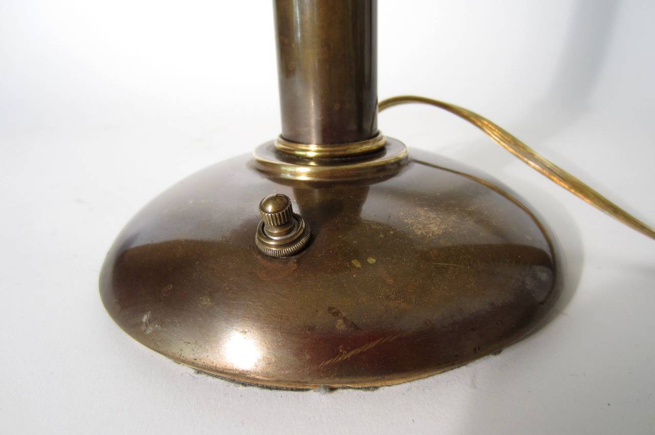 American Bert Dickerson, Machine Age Guardsman Brass Desk Lamp by Faries Manufactured