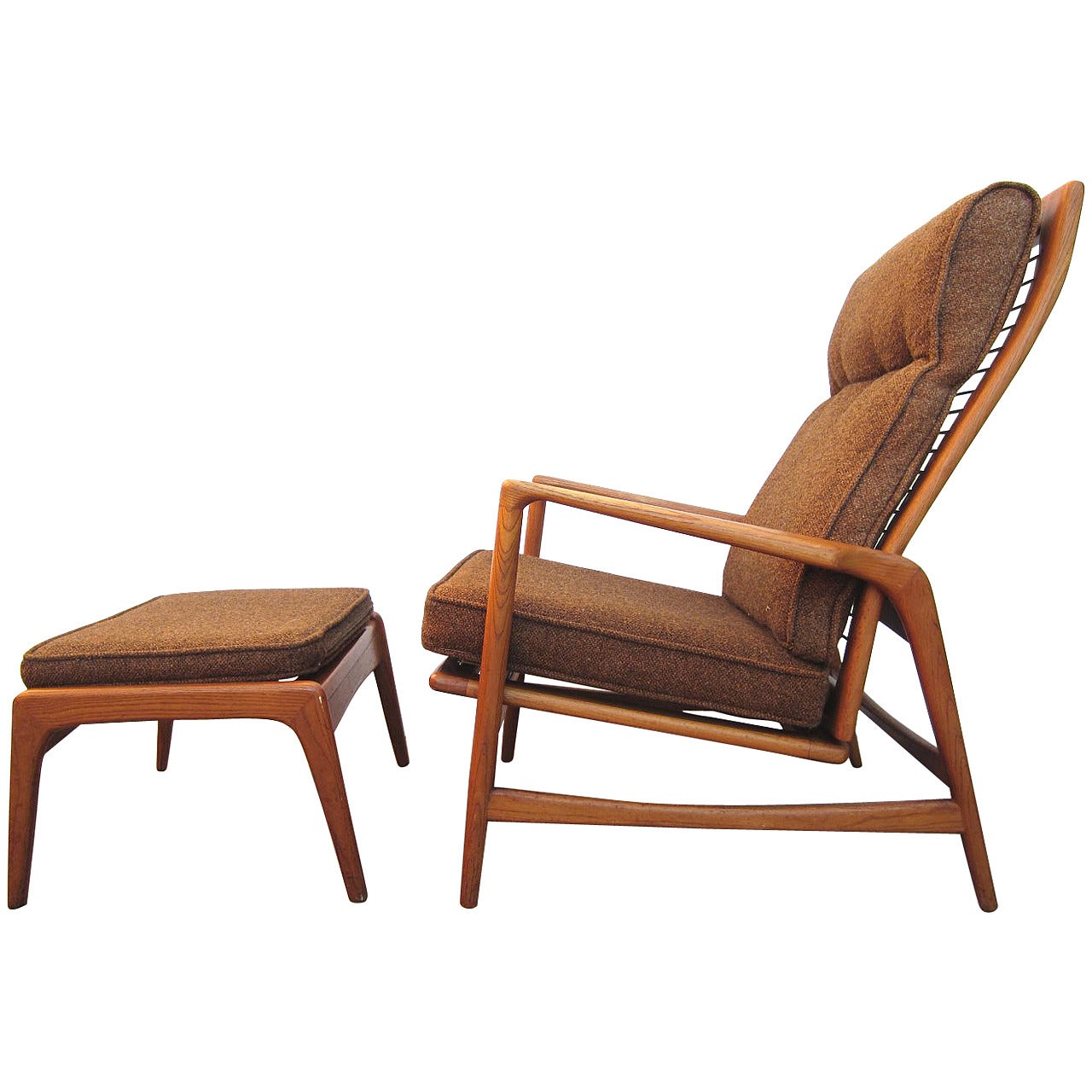 1950 Danish Mid-Century Modern Lounge Chair and Ottoman, Ib Kofod-Larsen