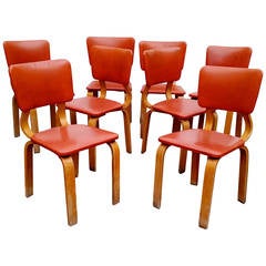 Vintage Original 1940 Thonet Bentwood Dining Chairs, Set of Eight