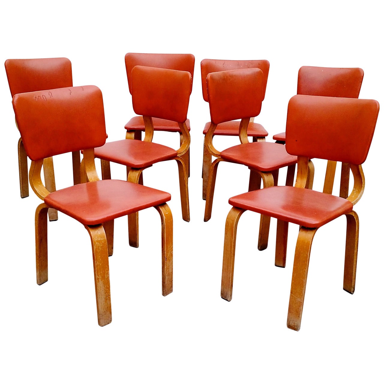 Original 1940 Thonet Bentwood Dining Chairs, Set of Eight