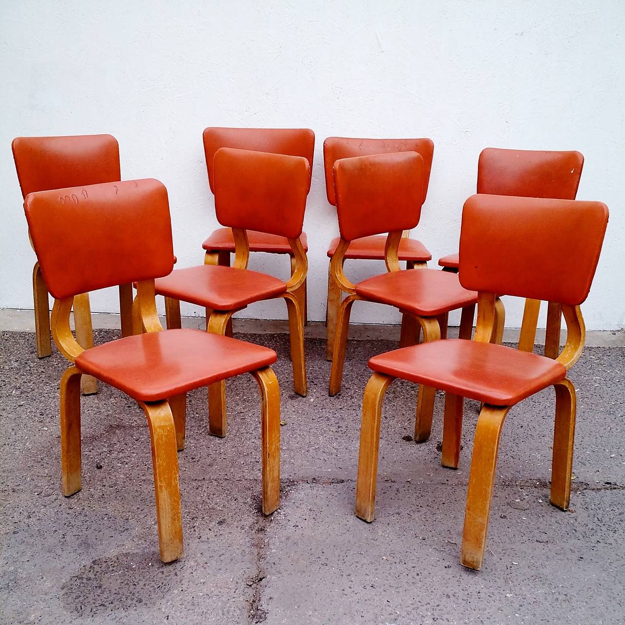 Austrian Original 1940 Thonet Bentwood Dining Chairs, Set of Eight