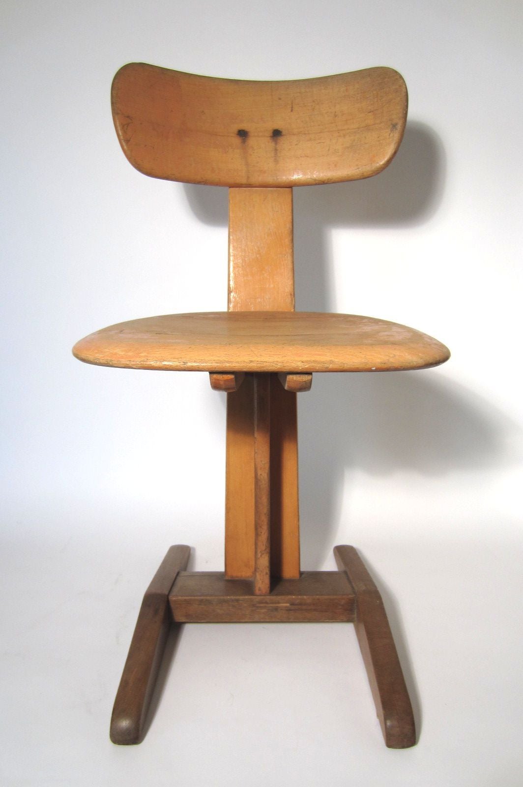 Wood Rare Avant Garde 1930s Bauhaus Germany School Desk Chair, Signed