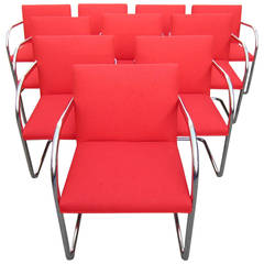Ten Mid-Century Modern Mies Van Der Rohe, Chrome Cantilevered Brno Chairs 11